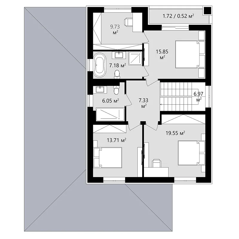Проект двухэтажного дома 200 м² с гаражом