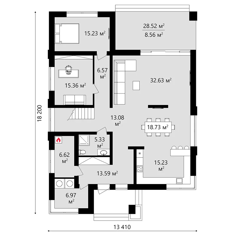 Проект двухэтажного загородный коттедж 244 м²