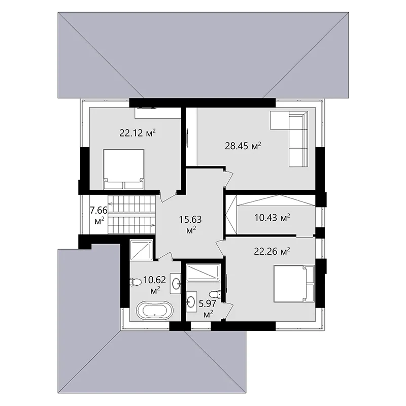 Проект двухэтажного загородный коттедж 244 м²