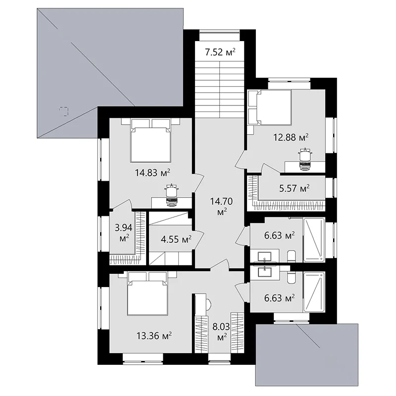 Проект двухэтажного дома 159 м² с рекреацией