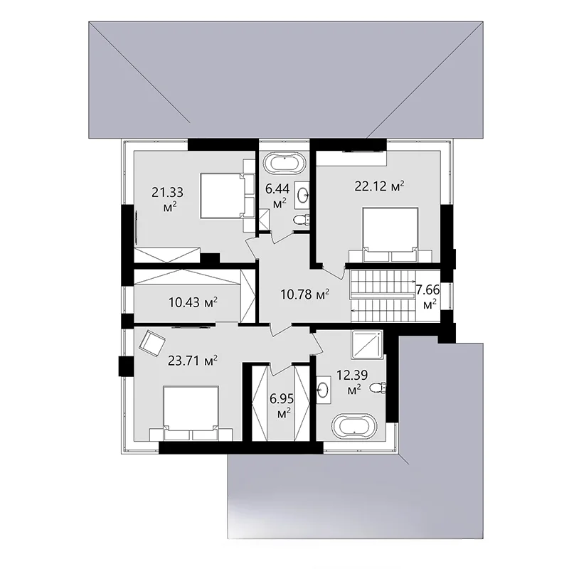 Проект двухэтажного дома 244 м² с рекреацией